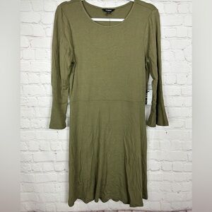 Express Women’s Long Sleeve Ribbed Midi Length Rayon Green Dress, Sz‎ M, NWT $60